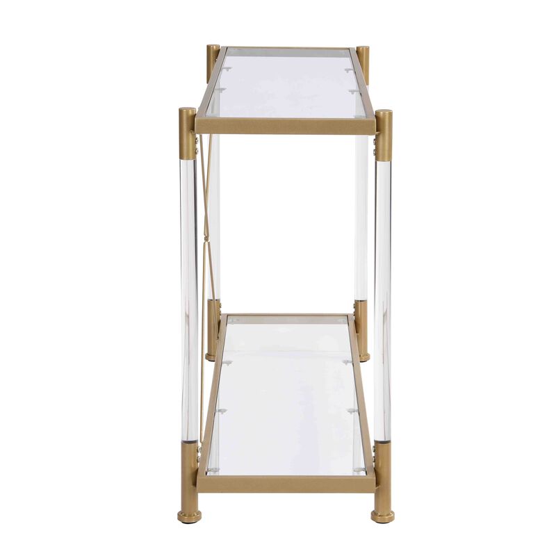 43.31'' Glass Sofa Table: Acrylic Side Console for Living Room & Bedroom - Elegant and Versatile Furniture Piece