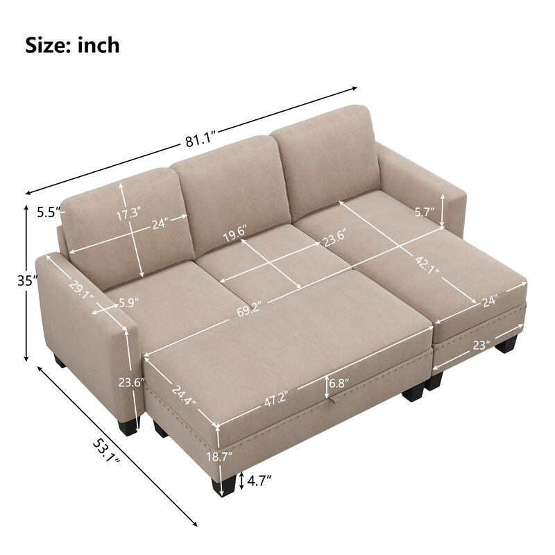 Merax Reversible Sectional Couch with Storage Chaise