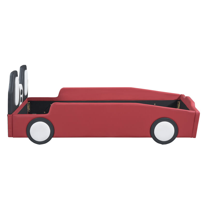 Merax Race Car-Shaped Platform Bed with Wheels