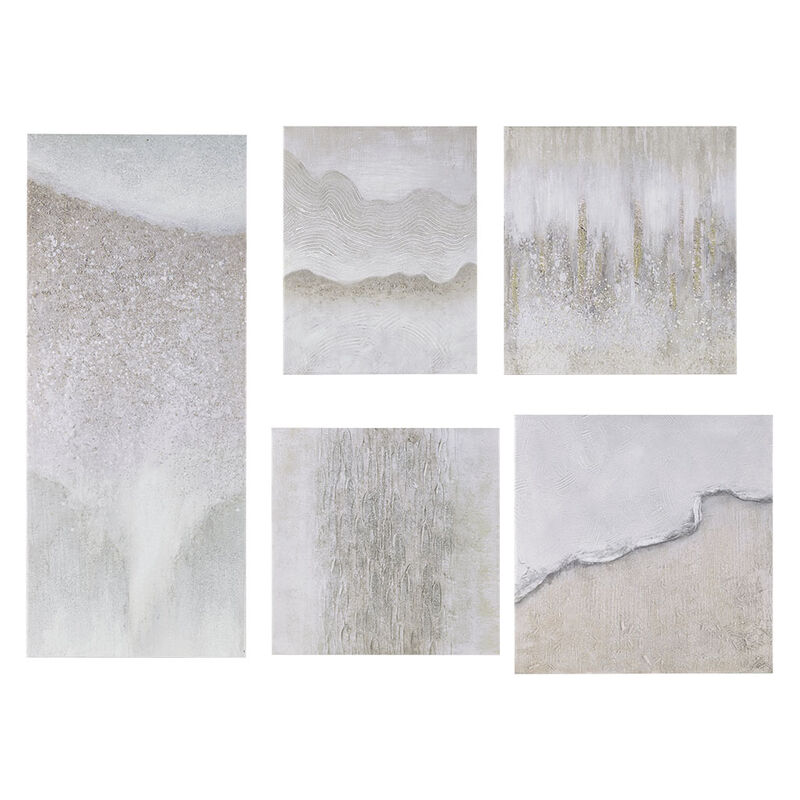 Gracie Mills Kaiser Artisan Flourish 5-Piece Hand-Embellished Abstract Gallery Canvas Wall Art Set