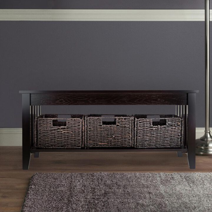 Winsome Wood Morris Coffee Table with 3 Foldable Baskets