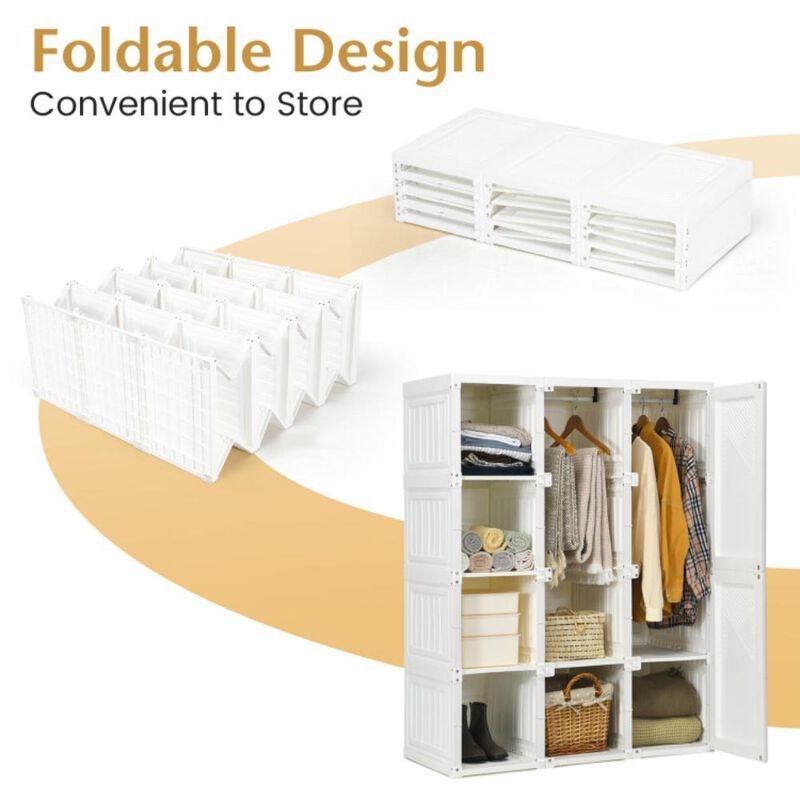Hivvago Foldable Closet Clothes Organizer with 12 Cubby Storage