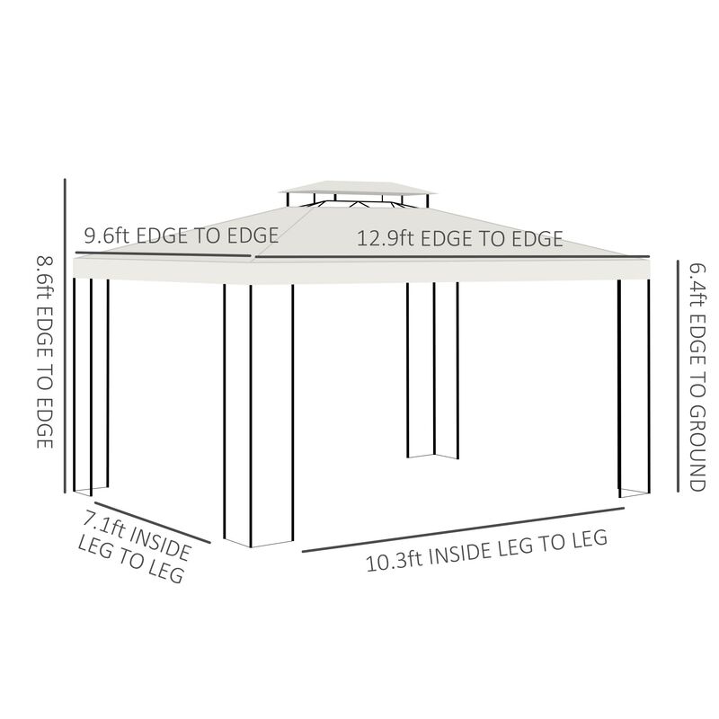 Cream Outdoor Pavilion: 13'x10' Gazebo with Double Vented Roof
