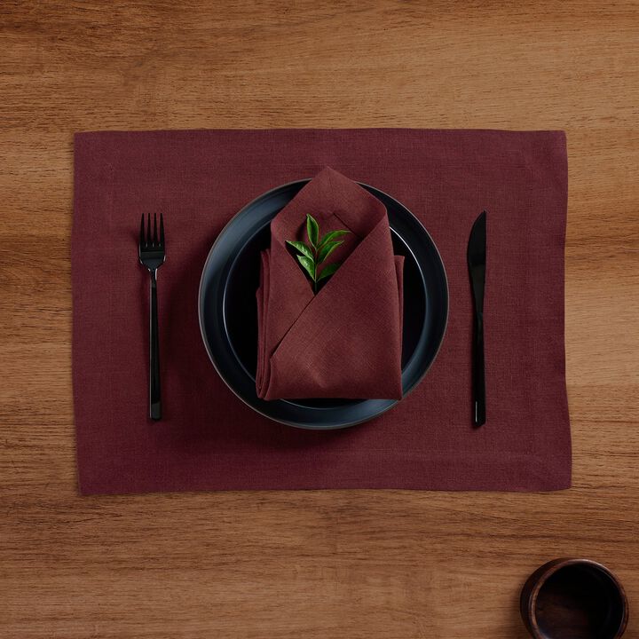 Solino Home 100% Pure Linen Placemats  Set of 4, 14 x 19 Inch | Sonoma