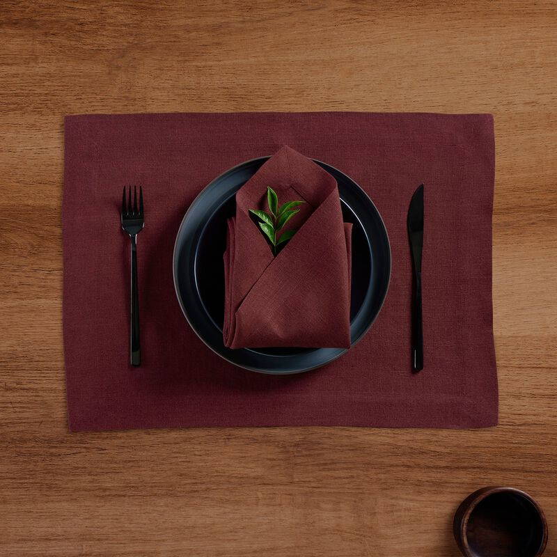 Solino Home 100% Pure Linen Placemats  Set of 4, 14 x 19 Inch | Sonoma