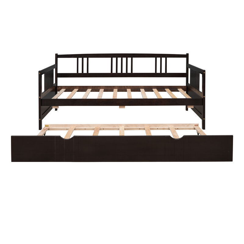 Merax Daybed Wood Bed with Twin Size Trundle