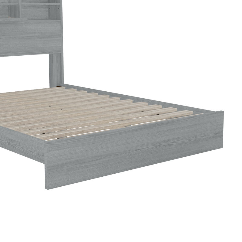 Queen Size Vintage Gray 4-Pc Bedroom Set Bed Frame, 2 Nightstands, & Dresser