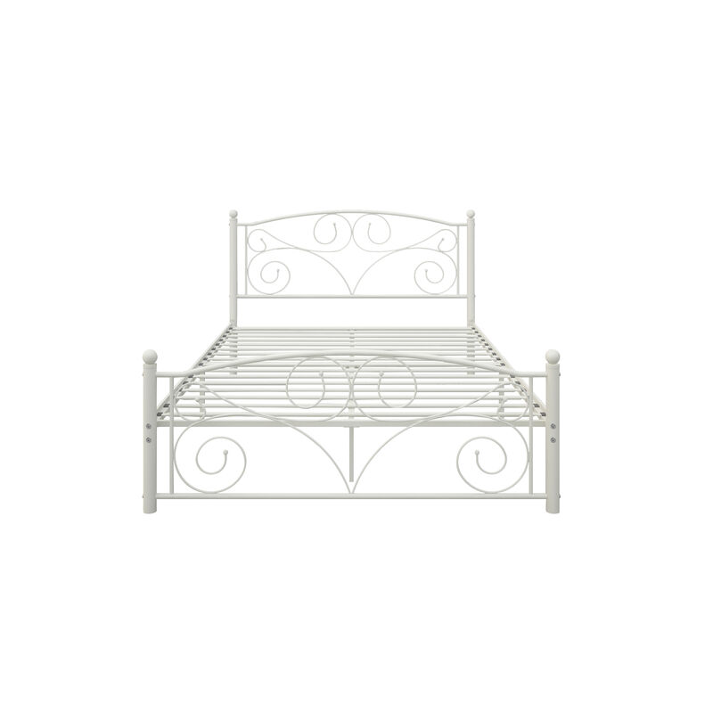 Streamdale Queen Metal Bed Frame with Intricate Floral Headboard