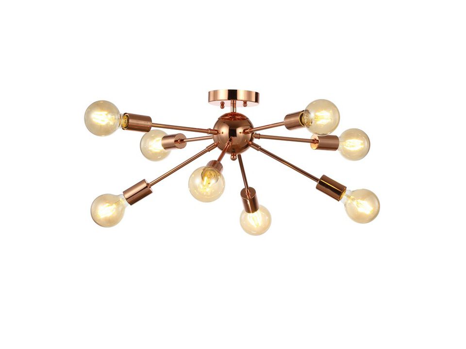 Copper 8-Light Sputnik Metal LED Flush-Mount