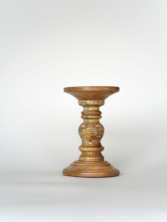 BBH Homes Traditional Medium Burnt Eco-friendly Handmade Mango Wood Set Of One 6" Pillar Candle Holder