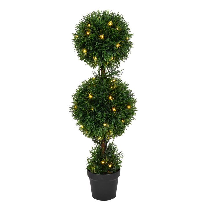 Vickerman  3 ft. Cedar Double Ball UV 70 Warm White LED Light