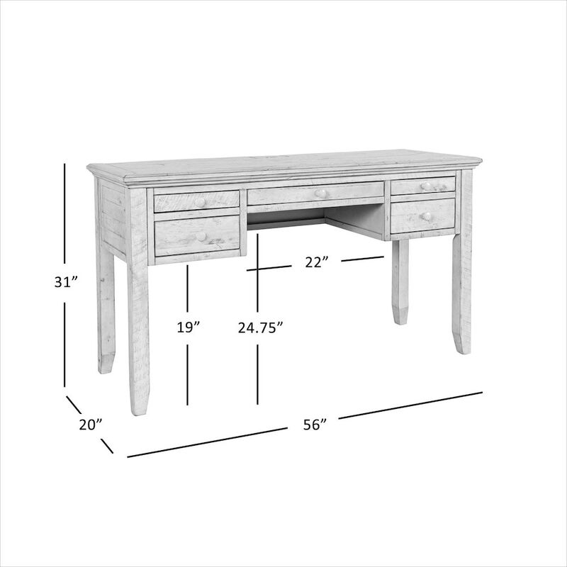 Jofran Rustic Shores Coastal Style Distressed Acacia USB Charging Desk