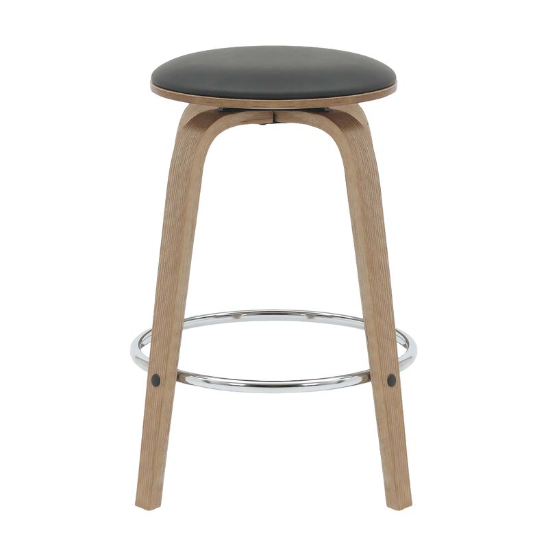 LeisureMod Pelya Modern Swivel Counter Stool Upholstered in Leather in Taupe