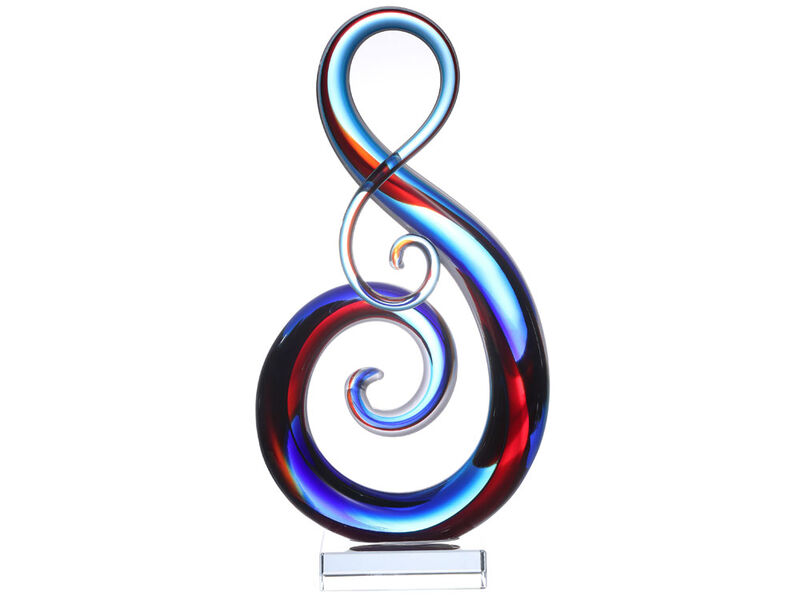 Hand Blown Treble Sommerso Art Glass Sculpture