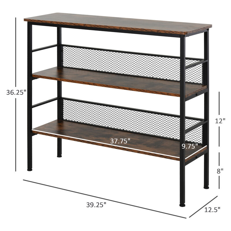 3-Layer Brackets Industrial Storage Rack Bookshelf Multi-role Spacious Black