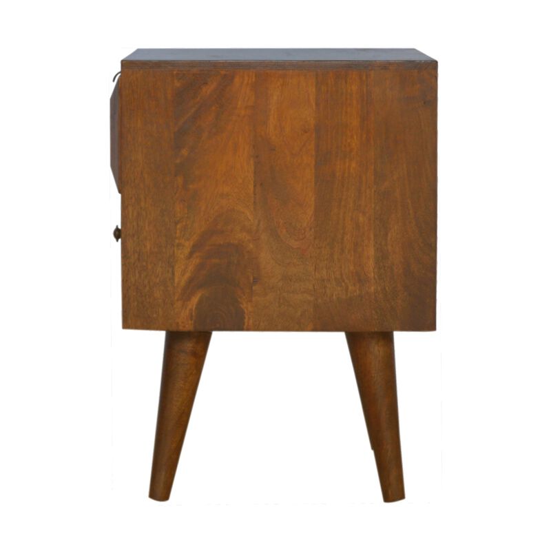 Grey Washed Circular Solid Wood 1 Drawer NightStand