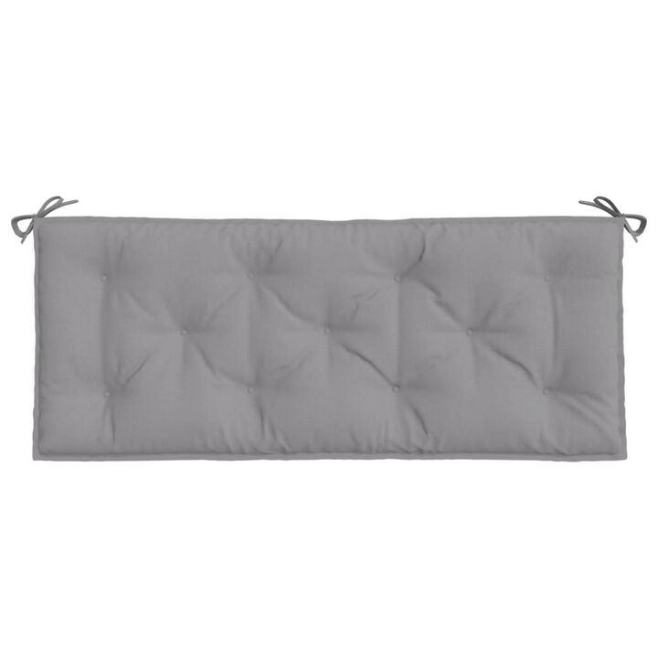 Claire Outdoor Cushion for Bench, Tufted Gray Oxford Fabric, 47 Inch - Benzara