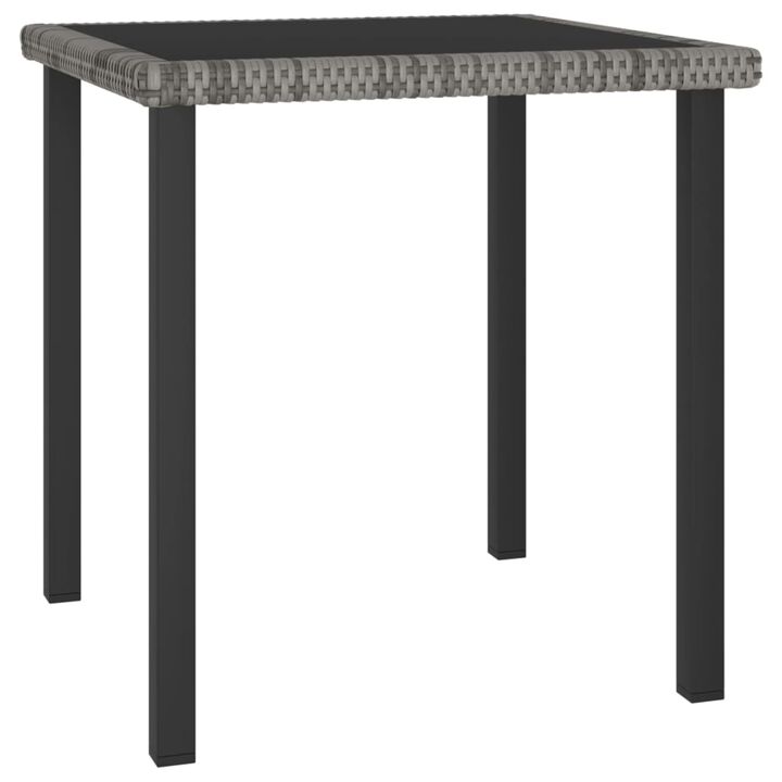 vidaXL Garden Dining Table Gray 27.6"x27.6"x28.7" Poly Rattan