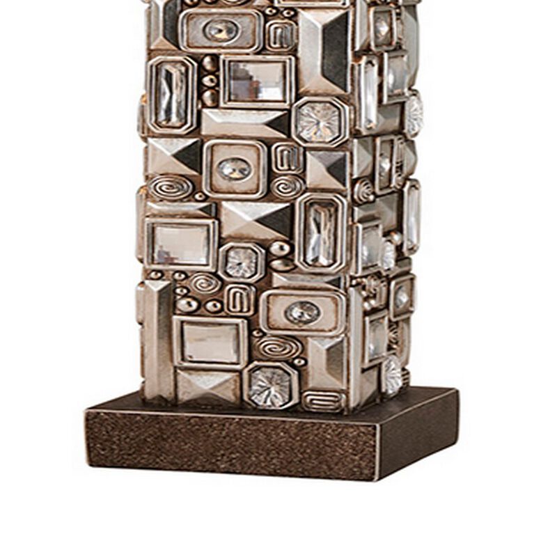 Table Lamp with Abstract Mirror Block Base, Bronze-Benzara