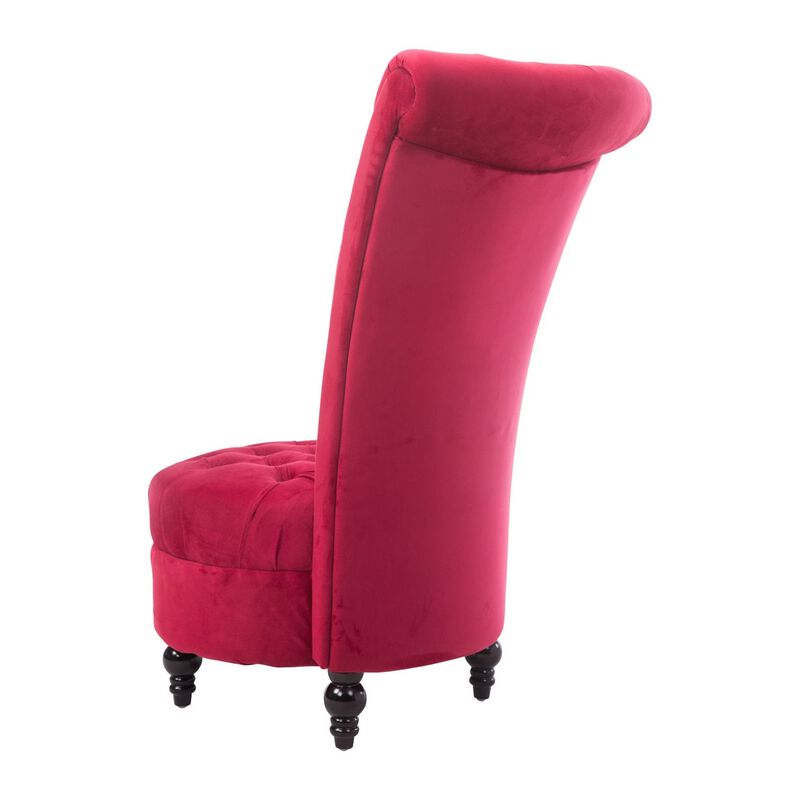 Hivvago Red Tufted High Back Plush Velvet Upholstered Accent Low Profile Chair