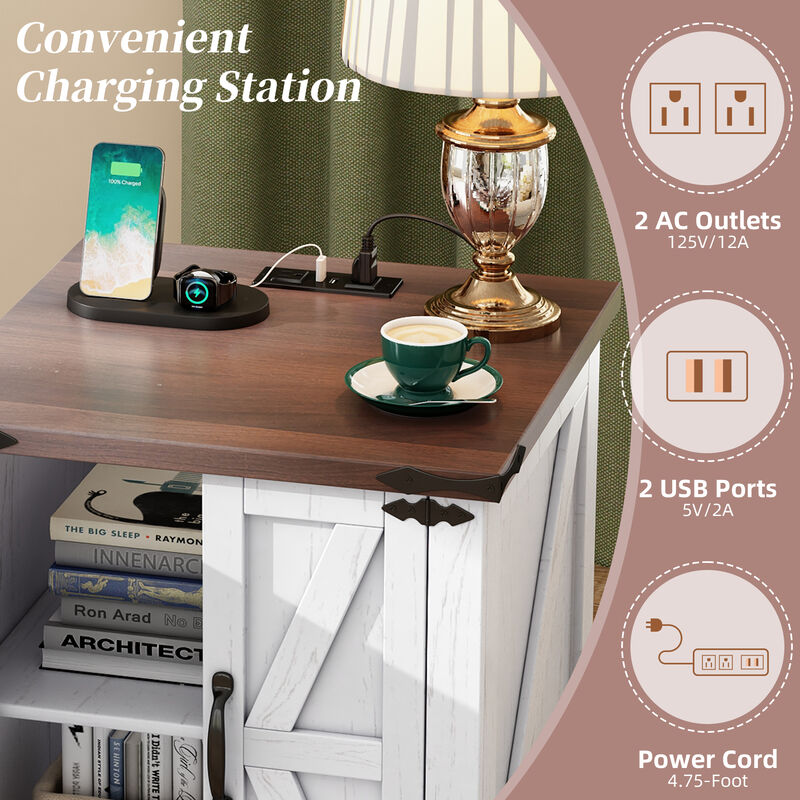 Merax Versatile Side Table End Table with Charging Statio