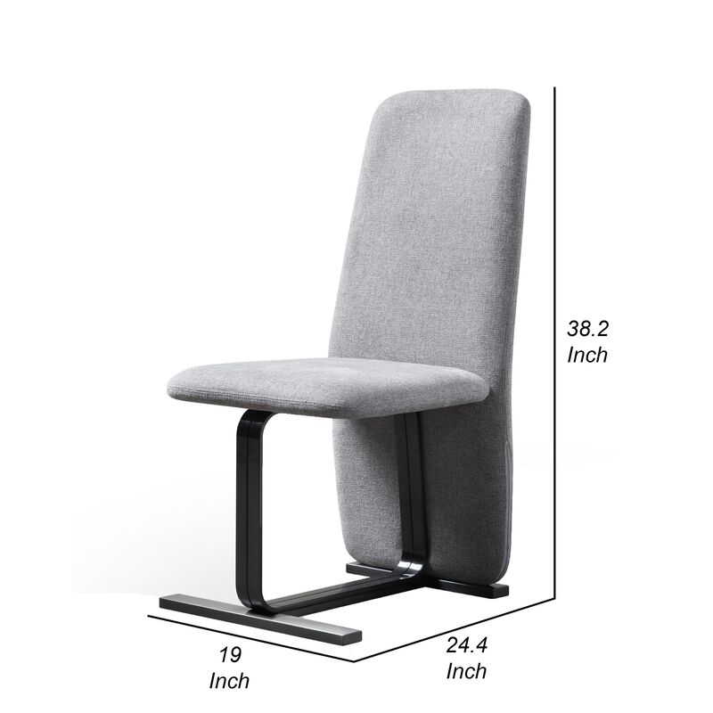 Cid Jim 19 Inch Dining Chair Set of 2, Gray Linen, Sturdy Steel Frame - Benzara