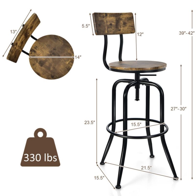 Hivvago Adjustable Swivel Counter-Height Stool with Arc-Shaped Backrest