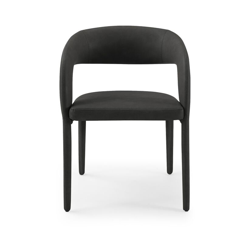 Cid Taya 24 Inch Dining Chair, Open Back, Cushioned Black Faux Leather - Benzara