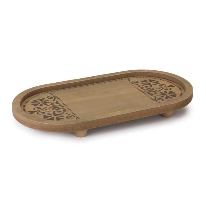 Wood Rattan Tray Set of 2 for Decorative and Functional Use