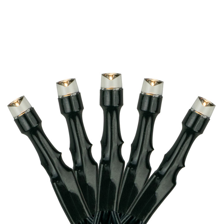 100 Count Warm White LED Solar Power Mini Christmas Light Set with Green Wire