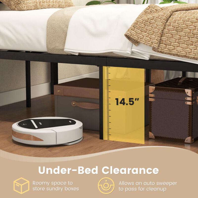 Hivvago Twin Size Bed Frame Metal with High Headboard and Mute Bars