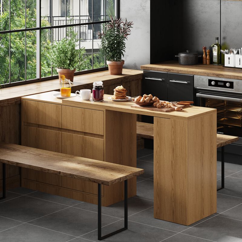 FUFU&GAGA Modern Kitchen Island Table with Ample Storage, 47.2'' Wide, (47.2" W x 35.4" D x 30.5" H), Brown