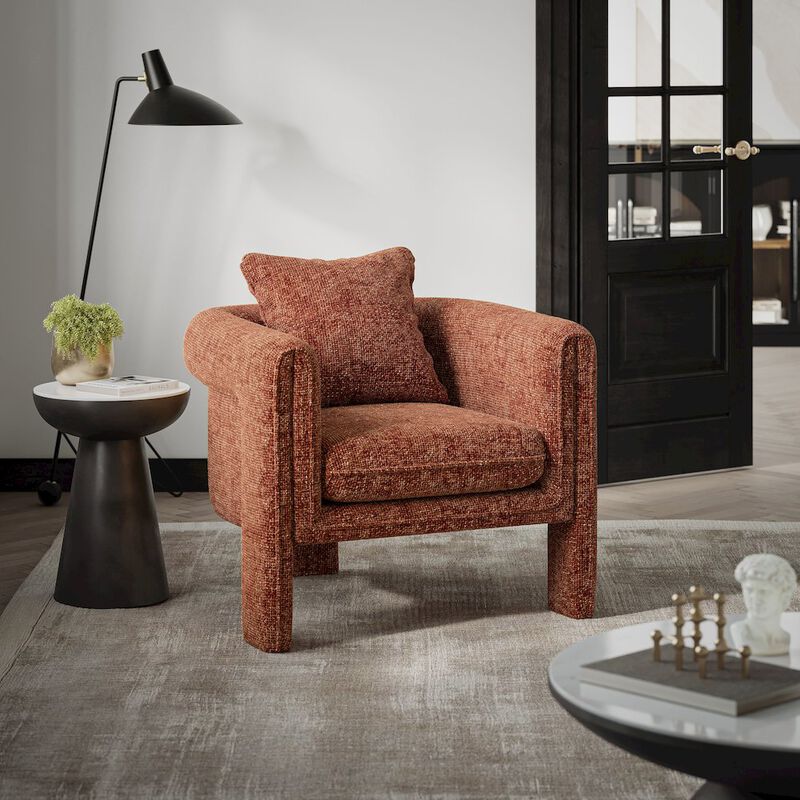 Jofran Adley Modern Upholstered Vintage Accent Armchair with Pillow