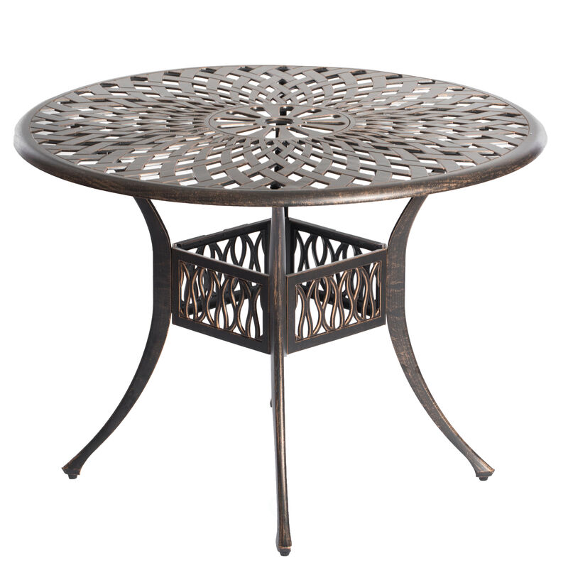 Indoor and Outdoor Bronze Dinning Table Bistro Patio Cast Aluminum.