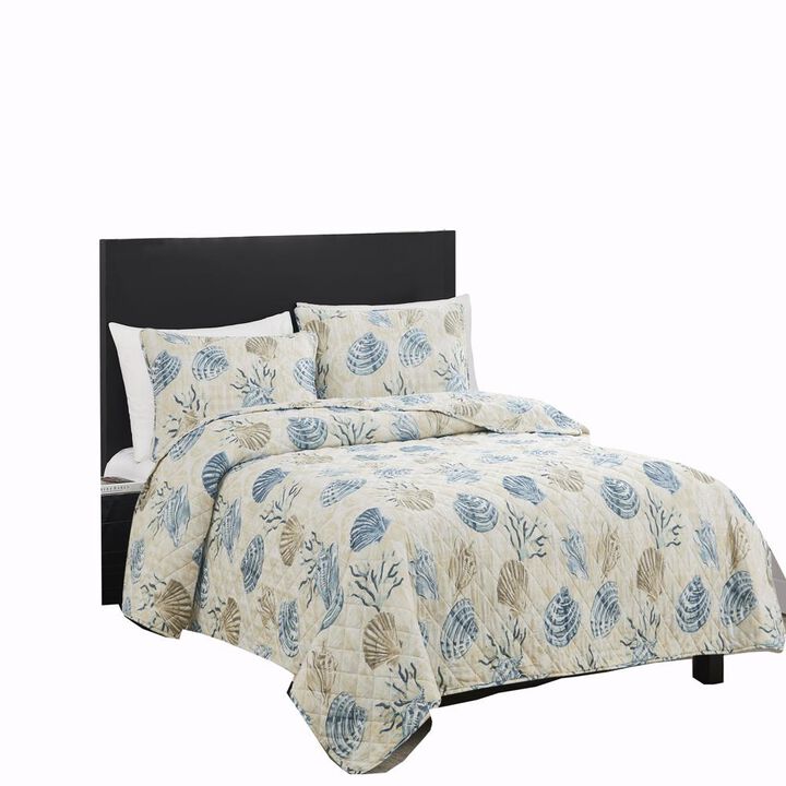 RT Designers Collection Melrose Kelaa 3-Pieces Elegant Stitched Quilt Set OB Queen Multicolor