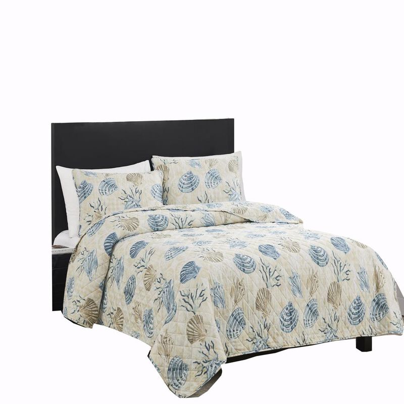 RT Designers Collection Melrose Kelaa 3-Pieces Elegant Stitched Quilt Set OB Queen Multicolor