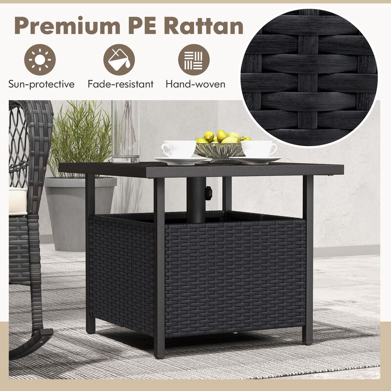 Outdoor Patio Rattan Wicker Steel Side Deck Table