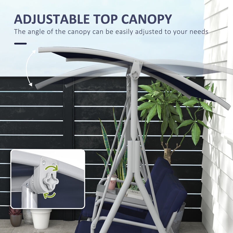 Outdoor Swing Chair Canopy Patio Garden Hanging 2 Person Yard Furniture Blue