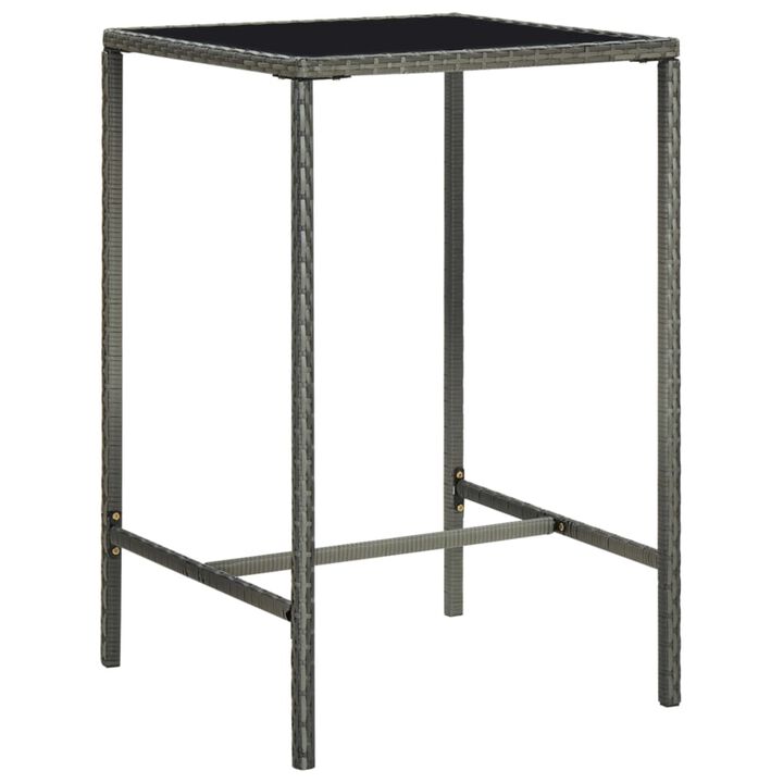 vidaXL 3 Piece Garden Bar Set with Cushions Poly Rattan Gray