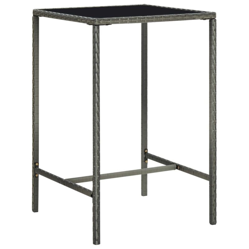 vidaXL 3 Piece Garden Bar Set with Cushions Poly Rattan Gray
