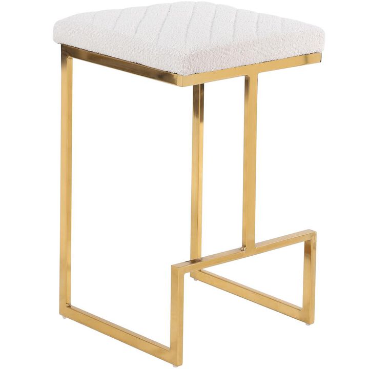 Ashcroft Furniture Co Joel Mid Century Modern Luxury Upholstered Stool