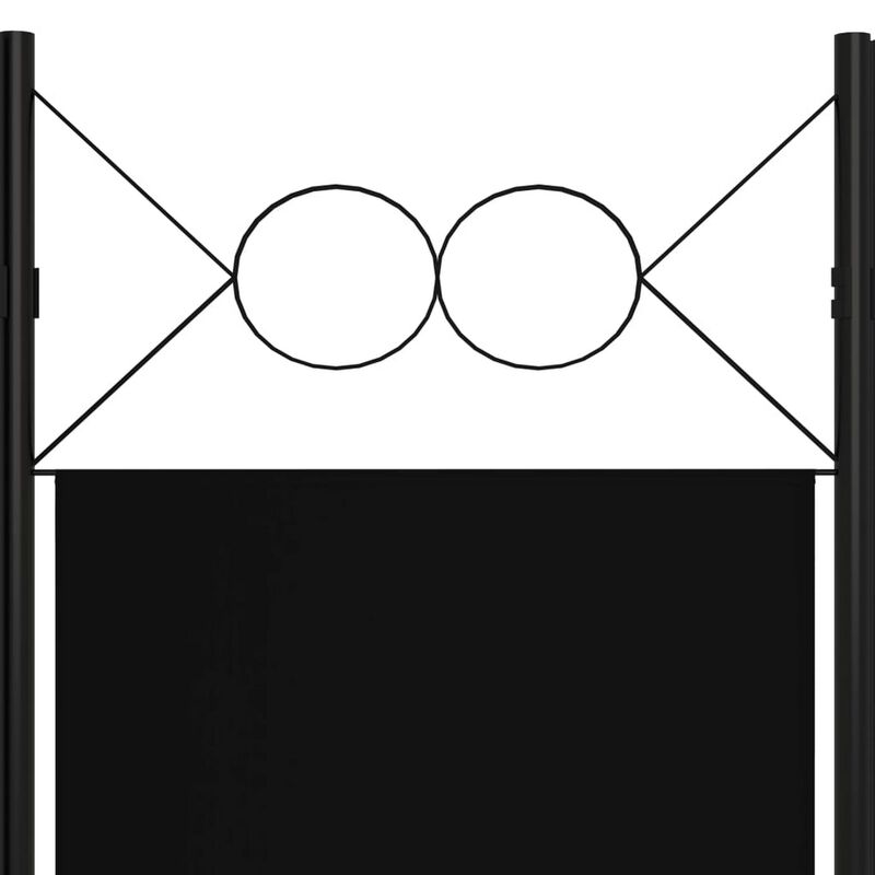 Dina 4 Panel Room Divider Screen, Black Fabric, Iron Frame, 63 Inch - Benzara