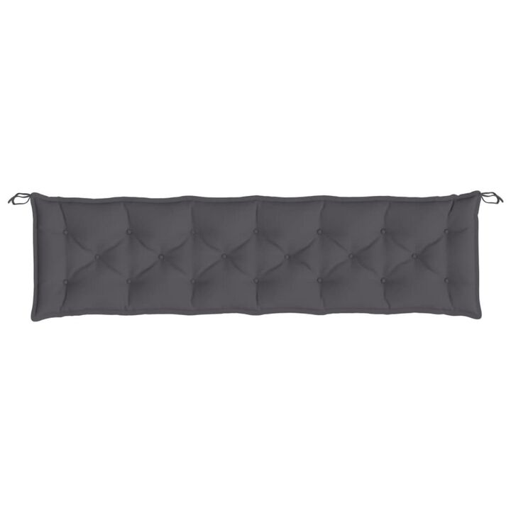 Andy Outdoor Cushion for Bench, 79 Inch, Dark Gray Oxford Fabric - Benzara