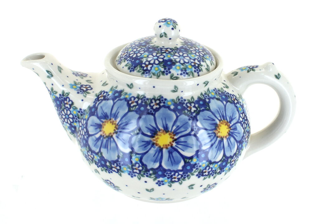 Blue Rose Polish Pottery Winter Cardinal Teapot