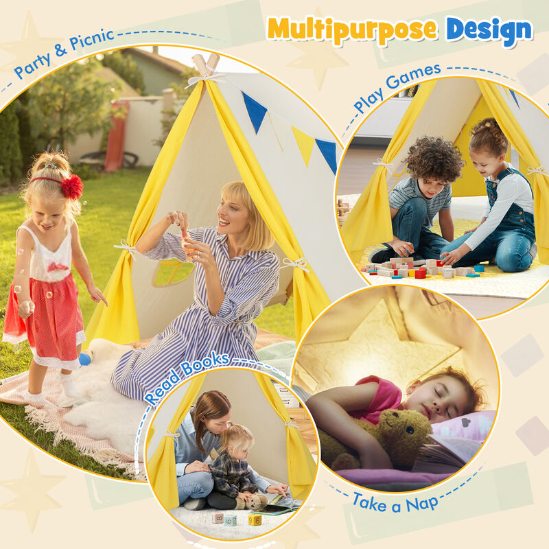 Kids Play Tent with Solid Wood Frame Holiday Birthday Gift & Toy for Boys & Girls