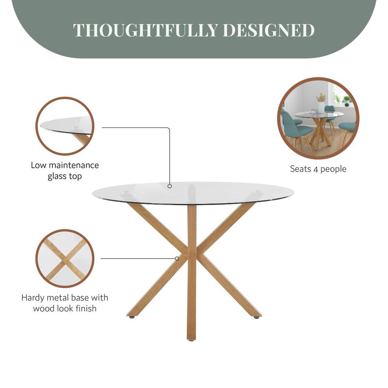 Jumi Glass Dining Table with Pedestal Legs