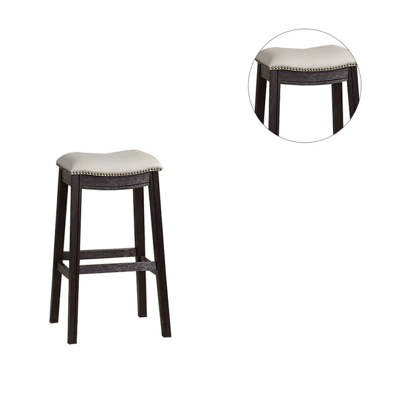 Grey PU Upholstery Barstool, Set Of 2