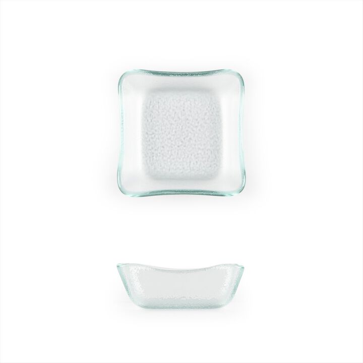 Glass Dinnerware 3.5" x 3.5" x h:1.25" 3 oz. Square Clear Glass Deep Plate (Set of 6)