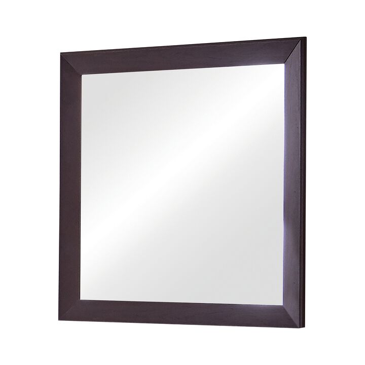 Mirror with Wooden Frame and Mounting Hardware, Espresso Brown-Benzara