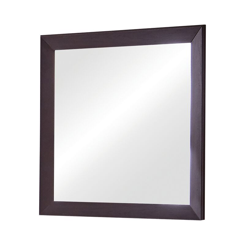 Mirror with Wooden Frame and Mounting Hardware, Espresso Brown-Benzara